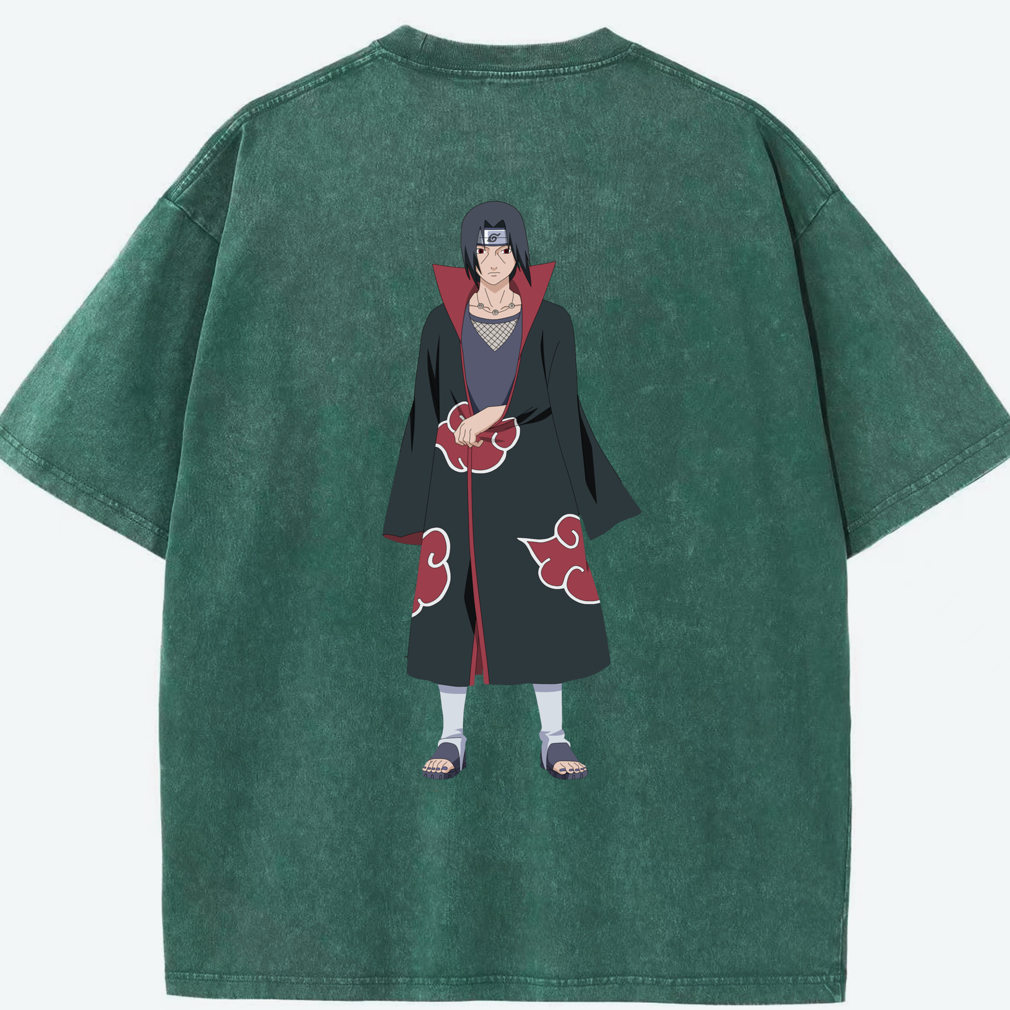 （画像用） NARUTO -ナルト- うちは イタチ Uchiha Itachi 綿100% ヴィンテージ風 半袖Tシャツ（背面プリント）